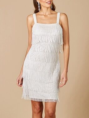 LARA DAKOTA BEADED FRINGE SHORT WEDDING DRESS